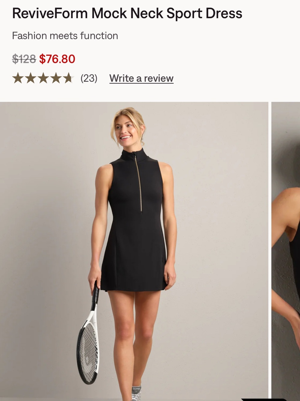 Mock Neck Sport Dress - Black